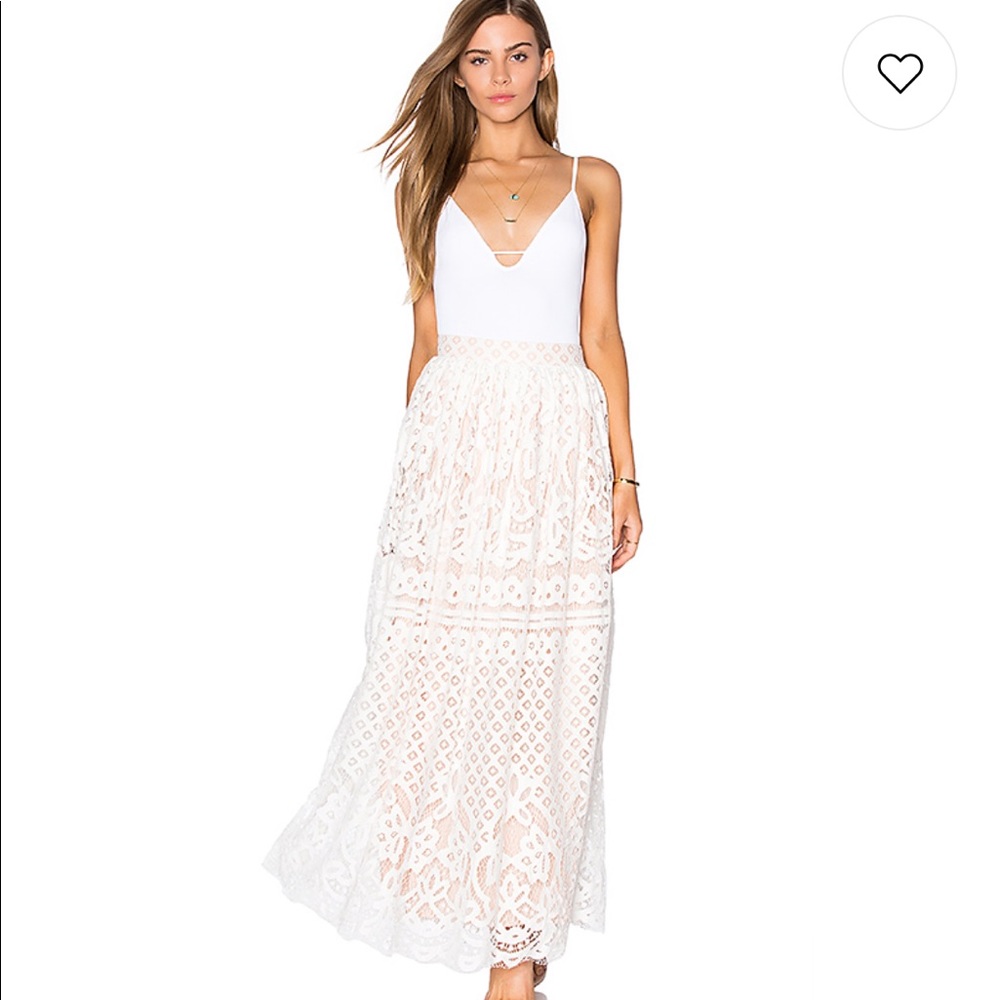 NWT Lucy Paris White Lace Maxi Skirt